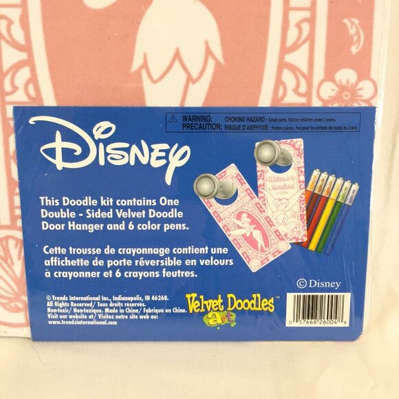 New 3 Disney Princess Cinderella Tinker Bell Velvet Doodle Door Hanger & Pencils - Picture 7 of 7